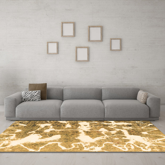 Machine Washable Abstract Brown Modern Rug in a Living Room,, wshabs1241brn