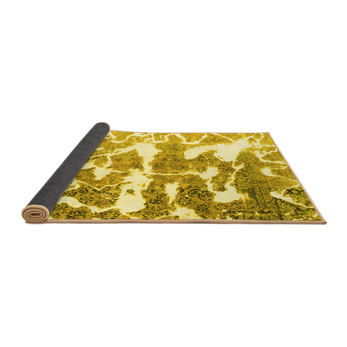 Sideview of Abstract Yellow Modern Rug, abs1241yw