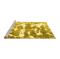 Sideview of Machine Washable Abstract Yellow Modern Rug, wshabs1241yw