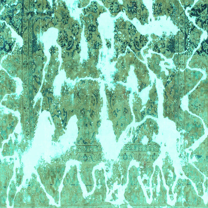 Square Machine Washable Abstract Turquoise Modern Area Rugs, wshabs1241turq