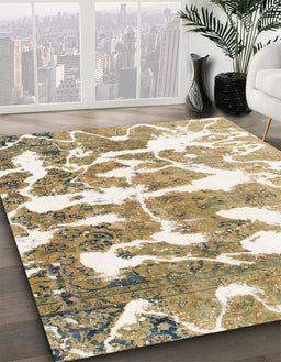 Machine Washable Abstract Desert Sand Beige Rug in a Family Room, wshabs1241