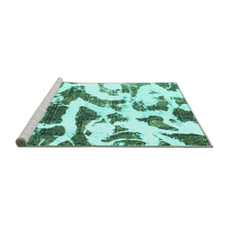 Sideview of Machine Washable Abstract Turquoise Modern Area Rugs, wshabs1242turq
