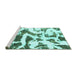 Sideview of Machine Washable Abstract Turquoise Modern Area Rugs, wshabs1242turq