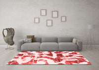 Machine Washable Abstract Red Modern Rug, wshabs1242red