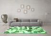 Machine Washable Abstract Emerald Green Modern Area Rugs in a Living Room,, wshabs1242emgrn