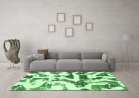 Machine Washable Abstract Emerald Green Modern Rug, wshabs1242emgrn