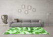 Machine Washable Abstract Green Modern Area Rugs in a Living Room,, wshabs1242grn