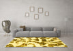 Machine Washable Abstract Yellow Modern Rug in a Living Room, wshabs1242yw