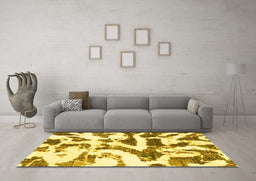 Machine Washable Abstract Yellow Modern Rug in a Living Room, wshabs1242yw