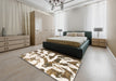 Machine Washable Abstract Champagne Beige Rug in a Bedroom, wshabs1242