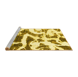 Sideview of Machine Washable Abstract Yellow Modern Rug, wshabs1242yw