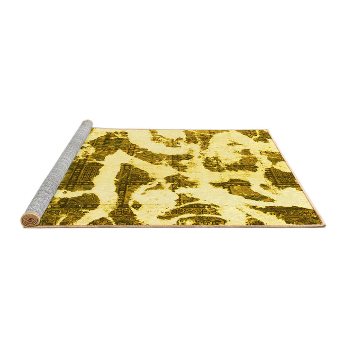Sideview of Machine Washable Abstract Yellow Modern Rug, wshabs1242yw