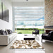 Square Abstract Champagne Beige Modern Rug in a Living Room, abs1242