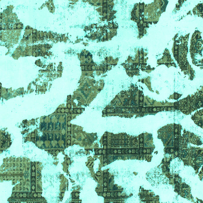 Machine Washable Abstract Turquoise Modern Area Rugs, wshabs1242turq