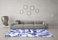 Machine Washable Abstract Blue Modern Rug, wshabs1242blu