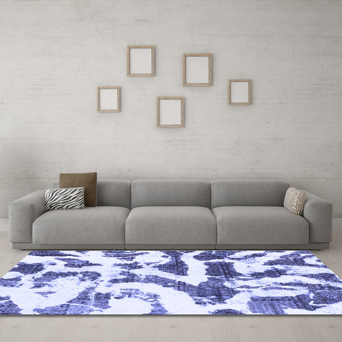 Machine Washable Abstract Blue Modern Rug in a Living Room, wshabs1242blu