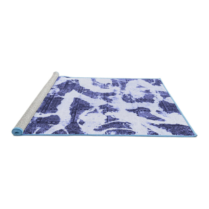Sideview of Machine Washable Abstract Blue Modern Rug, wshabs1242blu