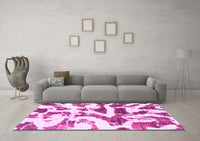 Machine Washable Abstract Pink Modern Rug, wshabs1242pnk