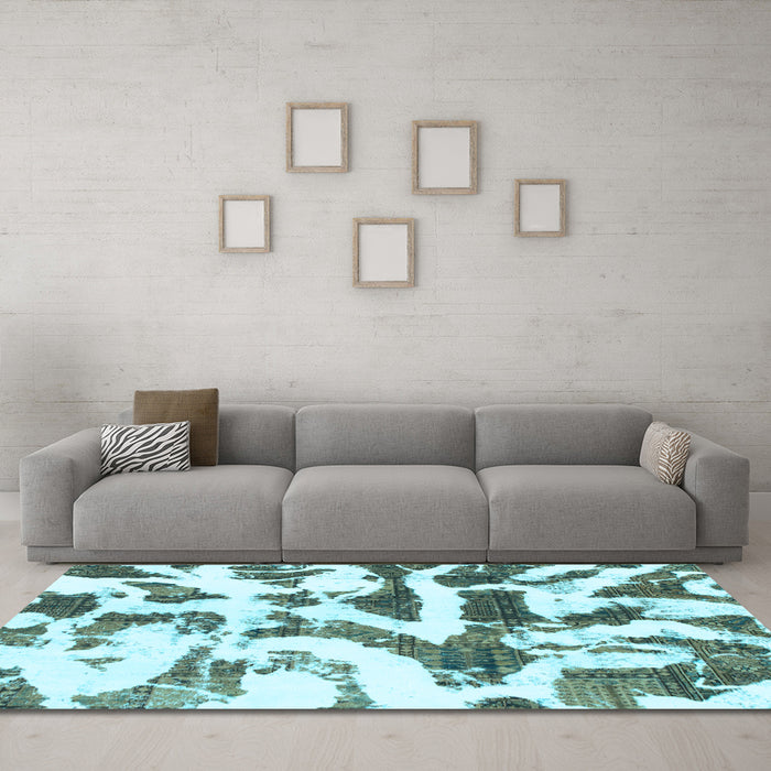 Machine Washable Abstract Light Blue Modern Rug in a Living Room, wshabs1242lblu