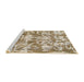 Sideview of Machine Washable Abstract Dark Gold Brown Rug, wshabs1243