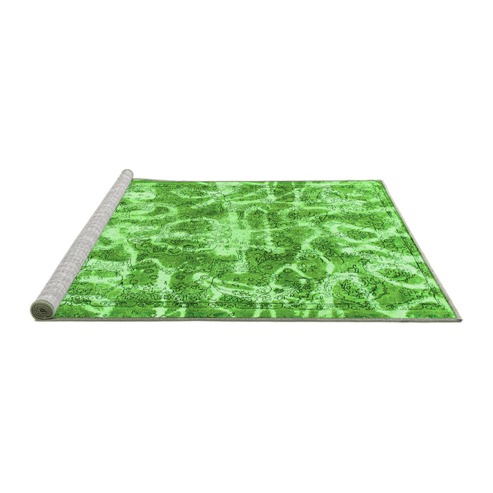 Sideview of Machine Washable Abstract Green Modern Area Rugs, wshabs1243grn