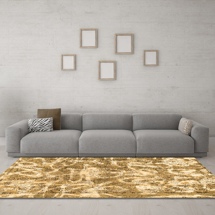 Machine Washable Abstract Brown Modern Rug in a Living Room,, wshabs1243brn