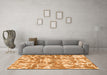 Machine Washable Abstract Orange Modern Area Rugs in a Living Room, wshabs1243org