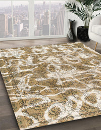 Abstract Dark Gold Brown Modern Rug, abs1243