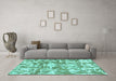 Machine Washable Abstract Turquoise Modern Area Rugs in a Living Room,, wshabs1243turq