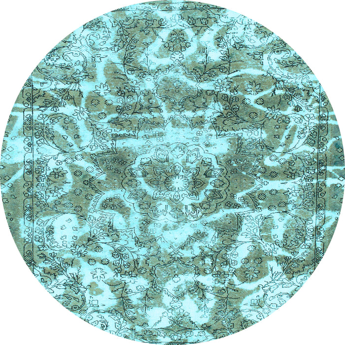 Round Machine Washable Abstract Light Blue Modern Rug, wshabs1243lblu