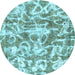 Round Machine Washable Abstract Light Blue Modern Rug, wshabs1243lblu