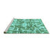 Sideview of Machine Washable Abstract Turquoise Modern Area Rugs, wshabs1243turq