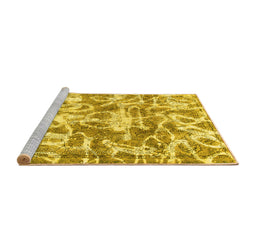Sideview of Machine Washable Abstract Yellow Modern Rug, wshabs1243yw
