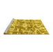 Sideview of Machine Washable Abstract Yellow Modern Rug, wshabs1243yw