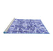 Sideview of Machine Washable Abstract Blue Modern Rug, wshabs1243blu