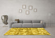 Machine Washable Abstract Yellow Modern Rug in a Living Room, wshabs1243yw