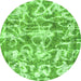 Round Machine Washable Abstract Green Modern Area Rugs, wshabs1243grn