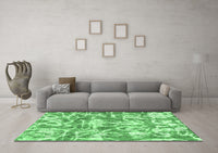 Machine Washable Abstract Emerald Green Modern Rug, wshabs1243emgrn