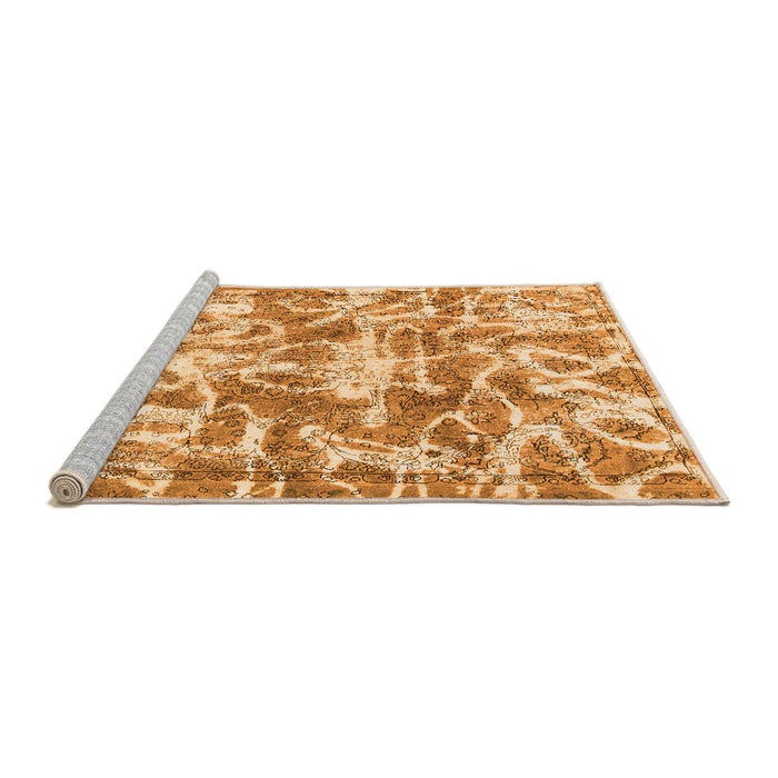 Sideview of Machine Washable Abstract Orange Modern Area Rugs, wshabs1243org