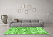 Machine Washable Abstract Green Modern Area Rugs in a Living Room,, wshabs1243grn