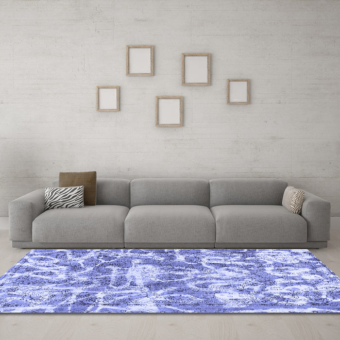 Machine Washable Abstract Blue Modern Rug in a Living Room, wshabs1243blu
