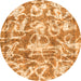 Round Machine Washable Abstract Orange Modern Area Rugs, wshabs1243org