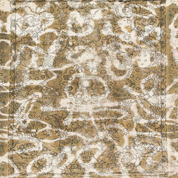 Square Abstract Dark Gold Brown Modern Rug, abs1243
