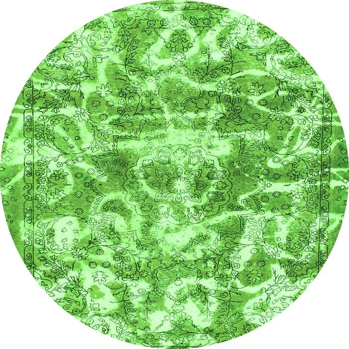 Round Abstract Green Modern Rug, abs1243grn