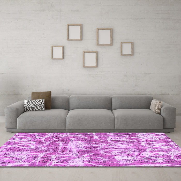 Machine Washable Abstract Purple Modern Area Rugs in a Living Room, wshabs1243pur