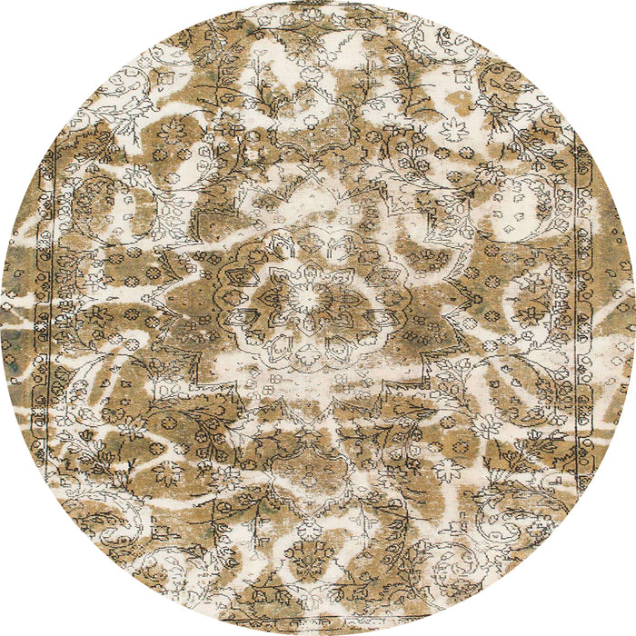 Round Machine Washable Abstract Dark Gold Brown Rug, wshabs1243