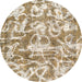 Round Machine Washable Abstract Dark Gold Brown Rug, wshabs1243