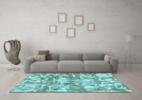 Machine Washable Abstract Light Blue Modern Rug, wshabs1243lblu