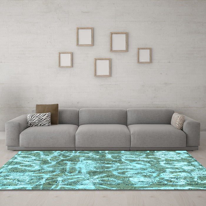 Machine Washable Abstract Light Blue Modern Rug in a Living Room, wshabs1243lblu