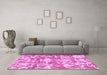 Machine Washable Abstract Pink Modern Rug in a Living Room, wshabs1243pnk